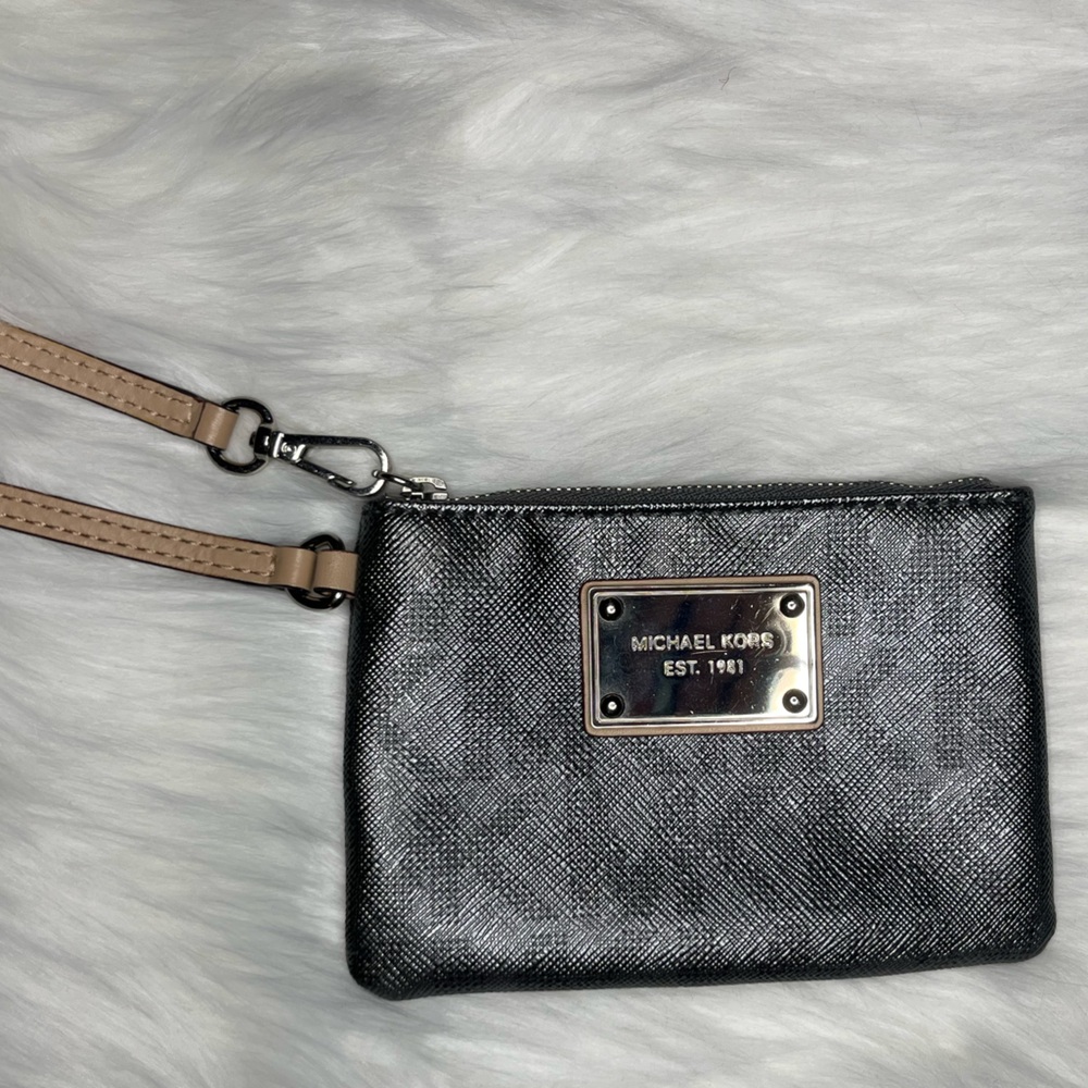 Michael Kors Silver Logo Wristlet
